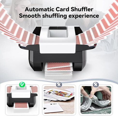 Card Shuffler 2 Deck, Rechargeable Automatic Card Shuffler with Dual Modes, Low Noise Portable Shuffler-Compatible with Poker, UNO, Bridge, Texas, Phase 10, Card Games for Family in Kuwait