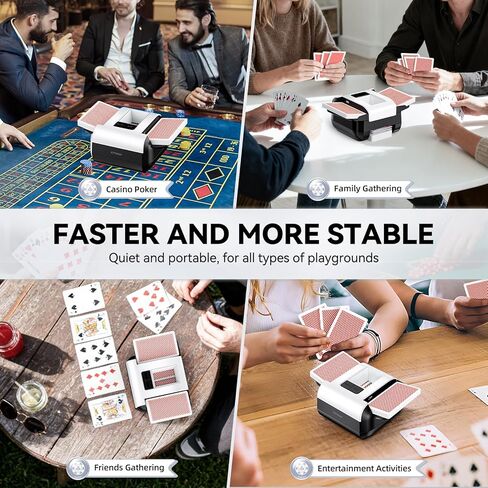 Card Shuffler 2 Deck, Rechargeable Automatic Card Shuffler with Dual Modes, Low Noise Portable Shuffler-Compatible with Poker, UNO, Bridge, Texas, Phase 10, Card Games for Family in Kuwait