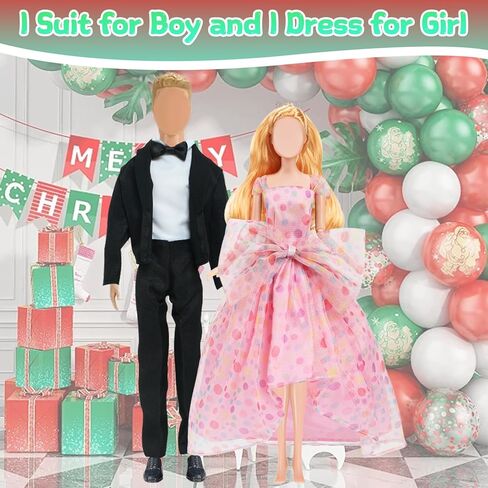 39 Pcs Christmas Clothes and Accessories for 11.5 inch Doll and 12 inch Doll, Princess Grown Suit 2 Christmas Sets 2 Outfits 2 Fashion Dress 2 Stylish Set 12 Shoes 5 Bags Girls in Saudi Arabia