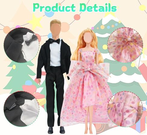 39 Pcs Christmas Clothes and Accessories for 11.5 inch Doll and 12 inch Doll, Princess Grown Suit 2 Christmas Sets 2 Outfits 2 Fashion Dress 2 Stylish Set 12 Shoes 5 Bags Girls in Saudi Arabia