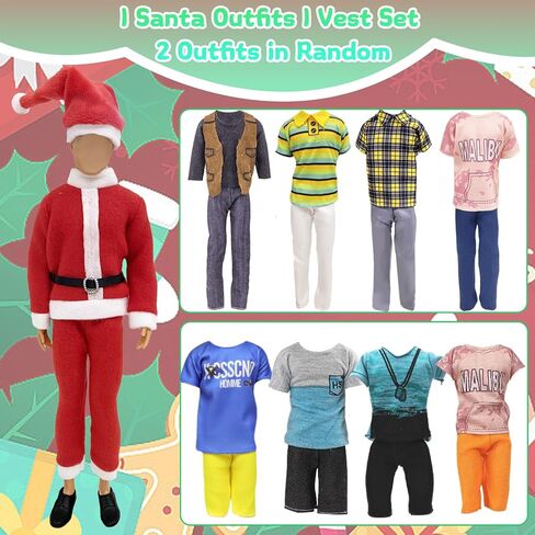 39 Pcs Christmas Clothes and Accessories for 11.5 inch Doll and 12 inch Doll, Princess Grown Suit 2 Christmas Sets 2 Outfits 2 Fashion Dress 2 Stylish Set 12 Shoes 5 Bags Girls in Saudi Arabia