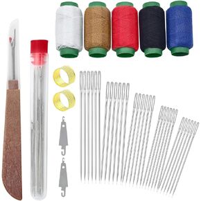 مجموعة أدوات الخياطة الفولاذية ذات العين الكبيرة 41 قطعة من Giasy_Fortune، مجموعة إبرة وخيط، مجموعة خياطة يدوية محمولة، أدوات إصلاح مجموعة إبر الثقب، هدايا عيد الميلاد للجدة المبتدئين المسافرين لعشاق الأعمال اليدوية in Kuwait