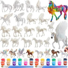 DoubleFill 20 Pcs Unicorn Arts and Crafts Kit for Kids or Girls Ages 3+ Paint Your Own Unicorn Paintable Figurines with Painting Kits Decorate and Drawing 3D Toys for Children Gift Birthday Party (2) in Saudi Arabia