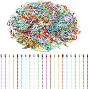 200 Pcs Ball Bead Chain, 3.94 Inch Colorful Ball Chain for Keychain Making Metal Dog Tag Chains with Connector Beaded Chains for Jewelry Making Key DIY Craft Hanging Christmas Ornaments in Saudi Arabia