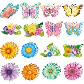 Jetec 48 قطعة من ديكورات الربيع للفصول الدراسية، قطع زهور الربيع، لوحة الإعلانات، ديكور الفراشة، قطع الورق، قطع الفراشة، قطع الديكور لموضوع حفلة عيد الميلاد، ديكور الفصل الدراسي in Kuwait