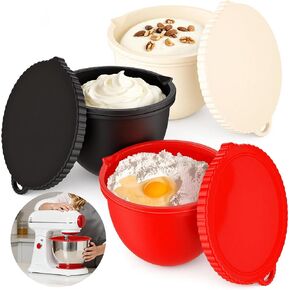 Silicone Bowl Liners for KitchenAid 5 Qt Tilt-Head Mixer, 3 Pack with Lids, No-Scratch Protection and Effortless Cleanup for Multi-Batch Prep, Precision-Fit Dishwasher Safe Silicone Insert in Saudi Arabia