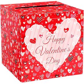 Valentines Cards Box with Pink Heart Favors Post Box Red Happy Valentines Day Cardboard for Kids Classroom, Valentine's Day, Baby Showers, Anniversary, Birthday Party Favors, Table Centerpiece Decorations in Saudi Arabia