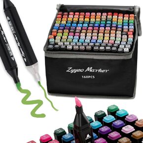 Alcohol Markers Pens,24 Colors Dual Tip Art Marker for Sketching,Drawing with Non-Blending,Coloring,Perfect for Amateurs/Artists,Calligraphy, Animation and Illustration (Fine & Chisel Tip) in Saudi Arabia
