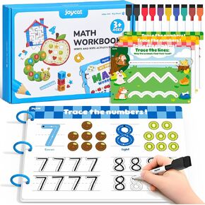 JoyCat 48 Page Preschool Learning Activitie Practice Book for Kids, Learn to Write Alphabet and Numbers Tracing Workbook,Educational Montessori Toy for 3+ with 10 Markers & Storage Bag in Kuwait