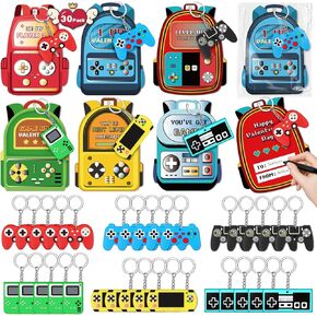 Valentines Day Cards for Kids School,30 Pack Video Games Keychains with Valentines Cards for Kids Classroom Exchange Gift Valentine's Day Gifts Party Favors Boys Girls Classroom Prizes Bulk in Kuwait