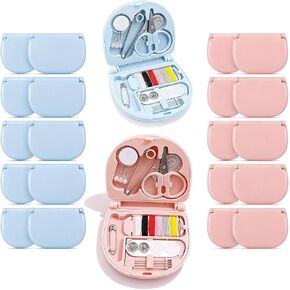 Nyuemystery 10-Pack Mini Travel Sewing Kit, Small Portable Emergency Repair Set with Needles, Threads, Scissors for Beginners, Bulk in Light Blue and Pink in Kuwait