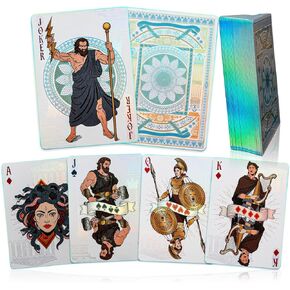 WJPC Hot Stamp Foil Edge of Blue Green Playing Cards، أوراق لعب مقطوعة على شكل زهرة، عناصر من الأساطير اليونانية القديمة، مجموعة من البطاقات، بطاقات لعبة البوكر وهدايا الحفلات (الأساطير اليونانية القديمة) in Kuwait