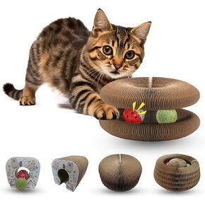 Magic Organ Cat Scratcher Adventure Toy with Bell and Catnip Balls Toys Foldable Recyclable Accordion Kitten Toy Ultimate Interactive Mental & Physical Exercise Cat Toys for Indoor Cats in Kuwait