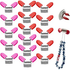 Hanyoung Bead Stoppers for Jewelry Making, 10 Pcs Spring Bead Clamps with Red and Pink Handles, for Necklace/Bracelet Making Creative Bead Line End to Prevent Beads from Falling (10) in Saudi Arabia