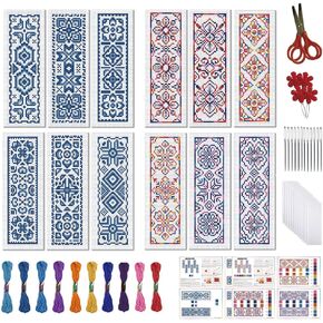FREEBLOSS 12pcs Cross Stitch Bookmark Kit for Adult Beginners Traditional Pattern Stamped Embroidery Bookmark Kits Bookmarks Craft Kit with Instructions 11CT 8''x2.4'' in Saudi Arabia