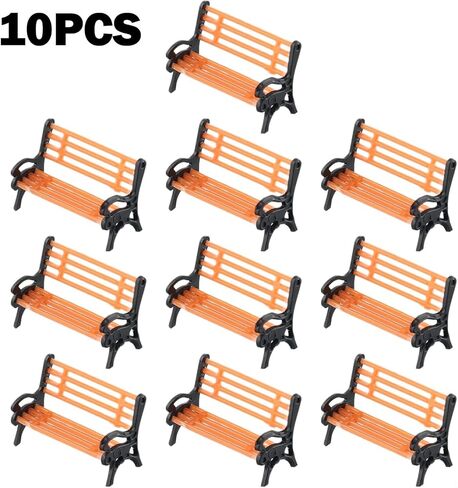 Miniature Model Bench Set (10-Pack) - Versatile Scene Decoration for Sand Table & Urban Railway Models，Hand-Painted Realistic Details for Diorama & Model Train Layouts in Saudi Arabia