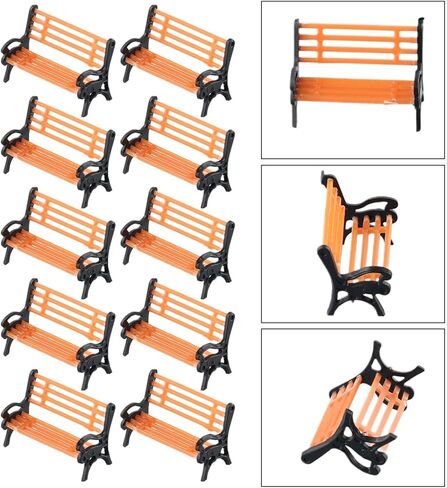 Miniature Model Bench Set (10-Pack) - Versatile Scene Decoration for Sand Table & Urban Railway Models，Hand-Painted Realistic Details for Diorama & Model Train Layouts in Saudi Arabia