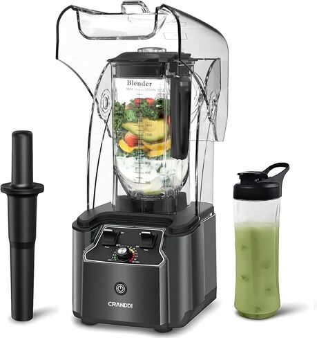 CRANDDI Commercial Quiet Blender, 2200 Watt Professional Countertop Blender with 80oz Pitcher, Built-in Pulse & 15-speeds Control, Smoothie Blender for Commercial and Home, K90 Grey in Kuwait