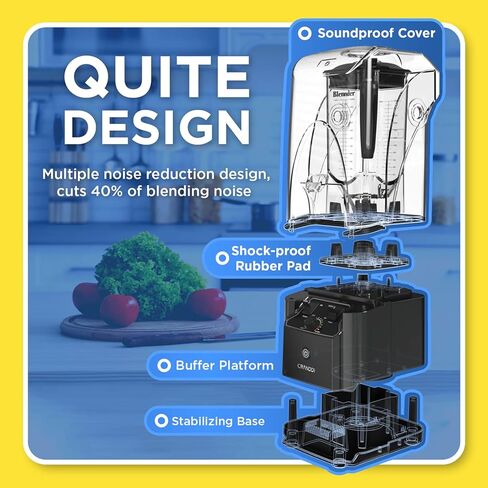 CRANDDI Commercial Quiet Blender, 2200 Watt Professional Countertop Blender with 80oz Pitcher, Built-in Pulse & 15-speeds Control, Smoothie Blender for Commercial and Home, K90 Grey in Saudi Arabia