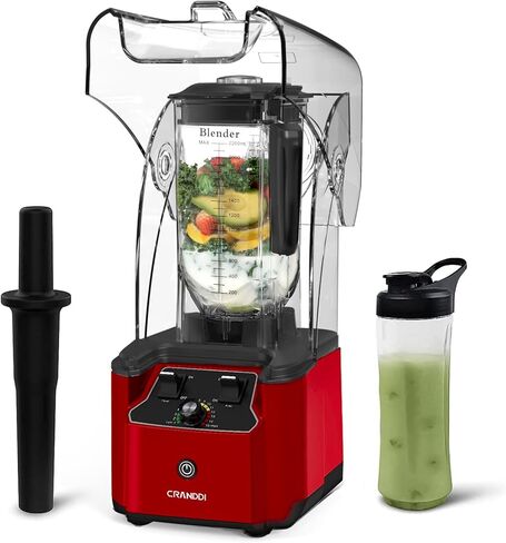 CRANDDI Commercial Quiet Blender, 2200 Watt Professional Countertop Blender with 80oz Pitcher, Built-in Pulse & 15-speeds Control, Smoothie Blender for Commercial and Home, K90 Grey in Saudi Arabia