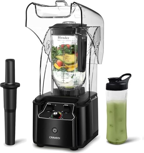 CRANDDI Commercial Quiet Blender, 2200 Watt Professional Countertop Blender with 80oz Pitcher, Built-in Pulse & 15-speeds Control, Smoothie Blender for Commercial and Home, K90 Grey in Saudi Arabia