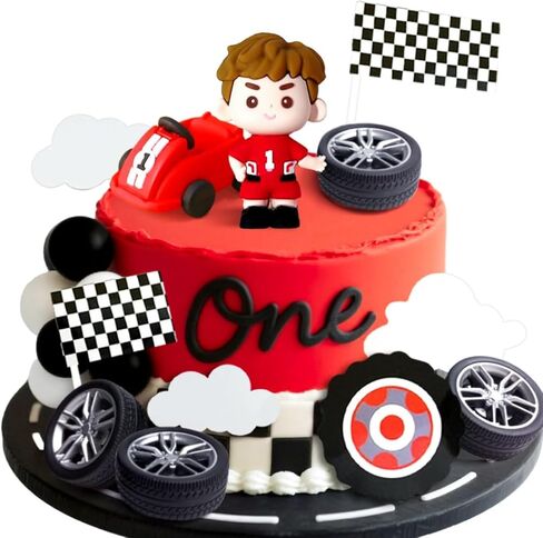 JeVenis Race Car Cake Decorations Car Cake Topper Checkered Flag Cake Topper Growing Up Two Fast Birthday Decor Fast One Fast Three Need Four Speed Birthday Decorations in Saudi Arabia