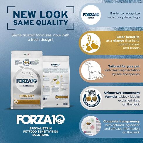 Forza10 - طعام للكلاب، طعام للكلاب بمكونات محدودة لصحة المسالك البولية ودعم التهاب المسالك البولية، غير معدل وراثيًا، بنكهة السمك، صنع في إيطاليا (3.3 رطل) in Kuwait