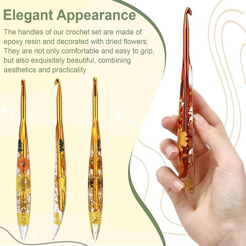 Riceshoot 9 Pcs Crochet Hook Set, 2.0mm-6.0mm Ergonomic Crochet Hooks with Long Floral Handle for Beginners Crocheting Lovers, Includes Storage Bag and Other Accessories in Saudi Arabia