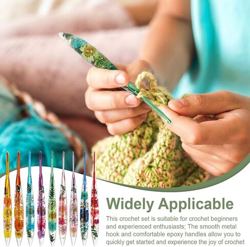 Riceshoot 9 Pcs Crochet Hook Set, 2.0mm-6.0mm Ergonomic Crochet Hooks with Long Floral Handle for Beginners Crocheting Lovers, Includes Storage Bag and Other Accessories in Saudi Arabia