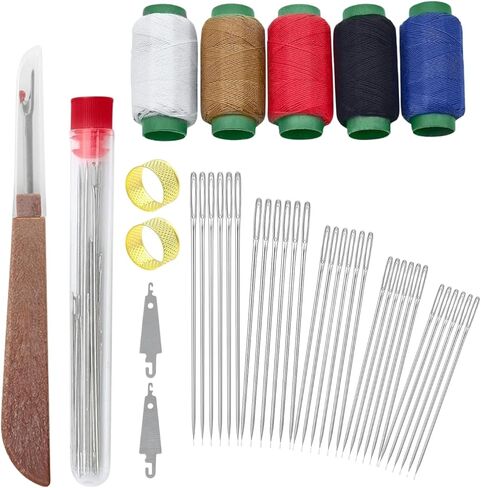 مجموعة أدوات الخياطة الفولاذية ذات العين الكبيرة 41 قطعة من Giasy_Fortune، مجموعة إبرة وخيط، مجموعة خياطة يدوية محمولة، أدوات إصلاح مجموعة إبر الثقب، هدايا عيد الميلاد للجدة المبتدئين المسافرين لعشاق الأعمال اليدوية in Kuwait