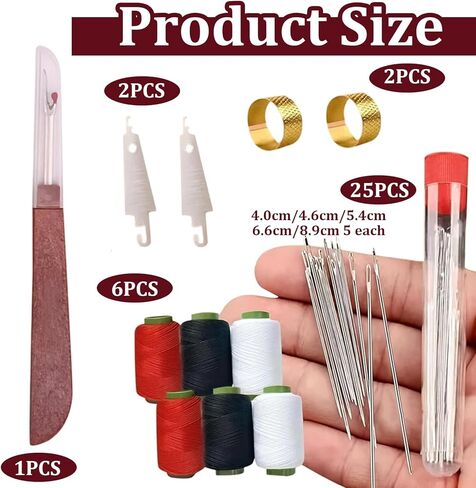 37 Pcs Sewing Tool Set,Steel Needles for Hand Sewing,Portable Needle and Thread Kit,Sewing Kit,Steel Sewing Needles,Steel Sewing Needles Kit,Needle Threaders for Hand Sewing Include 25 Steel Needles in Saudi Arabia