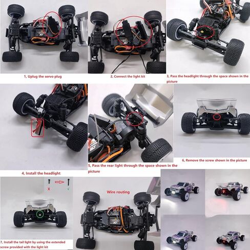 طقم مصابيح LED أمامية وخلفية RC لـ Losi 1/28 Micro-T 2WD RC قطع غيار المصابيح الأمامية والخلفية للسيارة in Saudi Arabia