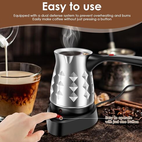 Turkish Coffee Maker, Stainless Steel 500ml Turkish Coffee Machine with Folding Handle, 5 to 6 Cups Capacity Turkish Coffee Pot, Electric Coffee Tea Warmer Kettle for Home Travel (Diamond) in Saudi Arabia