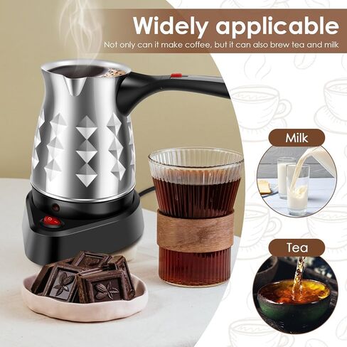 Turkish Coffee Maker, Stainless Steel 500ml Turkish Coffee Machine with Folding Handle, 5 to 6 Cups Capacity Turkish Coffee Pot, Electric Coffee Tea Warmer Kettle for Home Travel (Diamond) in Saudi Arabia