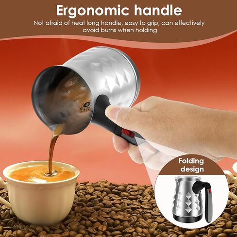 Turkish Coffee Maker, Stainless Steel 500ml Turkish Coffee Machine with Folding Handle, 5 to 6 Cups Capacity Turkish Coffee Pot, Electric Coffee Tea Warmer Kettle for Home Travel (Diamond) in Saudi Arabia