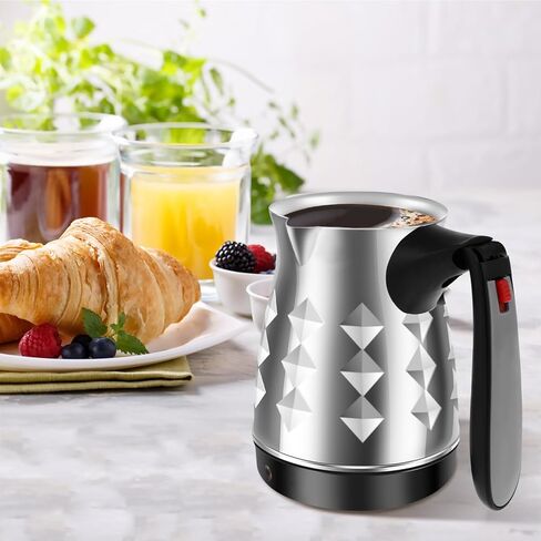 Turkish Coffee Maker, Stainless Steel 500ml Turkish Coffee Machine with Folding Handle, 5 to 6 Cups Capacity Turkish Coffee Pot, Electric Coffee Tea Warmer Kettle for Home Travel (Diamond) in Saudi Arabia