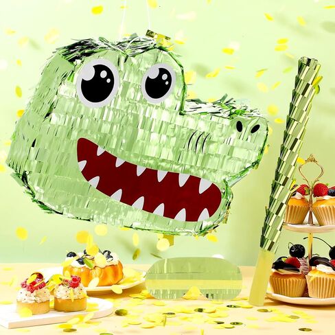 Alligator Piñata for Kids Green Crocodile Piñata Birthday Decorations 11 x 16 in with Stick and Blindfold Confetti for Alligator Birthday Girls Boys Baby Shower Mexican Centerpiece in Saudi Arabia