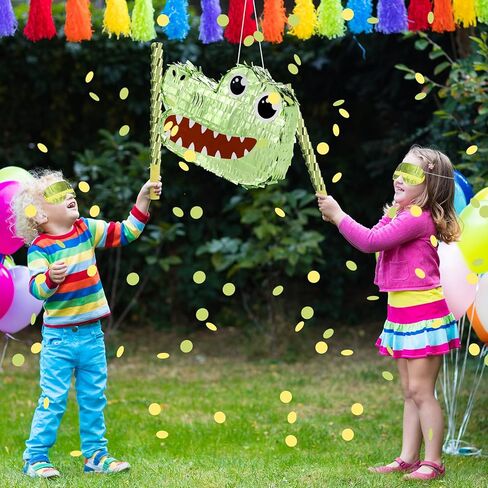 Alligator Piñata for Kids Green Crocodile Piñata Birthday Decorations 11 x 16 in with Stick and Blindfold Confetti for Alligator Birthday Girls Boys Baby Shower Mexican Centerpiece in Saudi Arabia