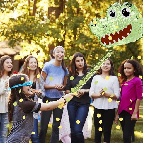 Alligator Piñata for Kids Green Crocodile Piñata Birthday Decorations 11 x 16 in with Stick and Blindfold Confetti for Alligator Birthday Girls Boys Baby Shower Mexican Centerpiece in Saudi Arabia