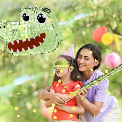 Alligator Piñata for Kids Green Crocodile Piñata Birthday Decorations 11 x 16 in with Stick and Blindfold Confetti for Alligator Birthday Girls Boys Baby Shower Mexican Centerpiece in Saudi Arabia