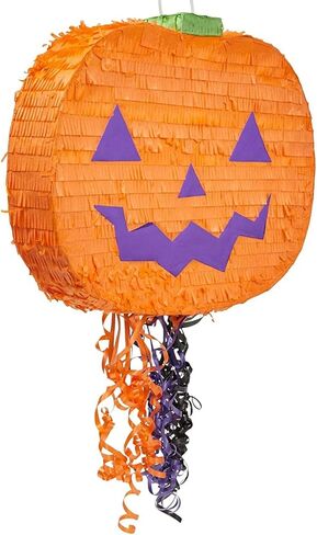 Pumpkin Pinata - 17 x 13 x 3 In, Orange Corrugated Paper, Cute Pumpkin Design - 3 Pull Strings & Easy Fill & Hang - Pinata & Party Decoration in Saudi Arabia