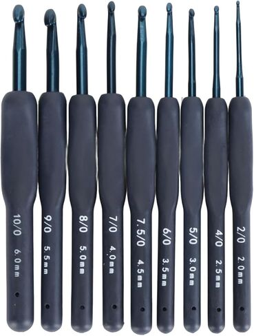 Blue Ergonomic Crochet Hook Set 9pcs Soft Silicone Grip Knitting Needles for Beginners and Arthritis Hands in Saudi Arabia