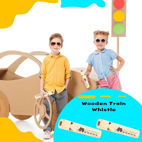 4 Pcs Wooden Train Whistle Solid Wooden Musical Instrument Noise Maker for Kids Birthday Party Classroom Rewards Childhood Music Enlightenment in Kuwait