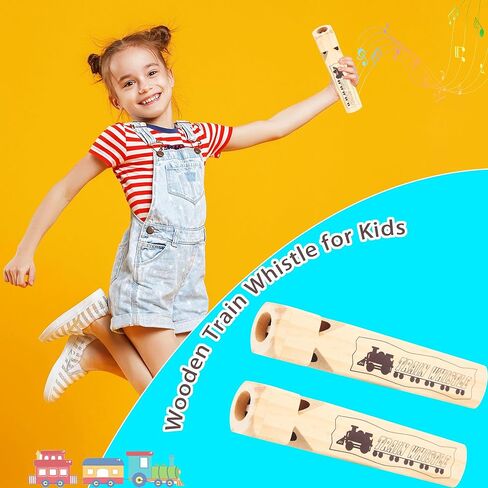 4 Pcs Wooden Train Whistle Solid Wooden Musical Instrument Noise Maker for Kids Birthday Party Classroom Rewards Childhood Music Enlightenment in Kuwait