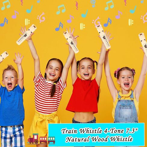 4 Pcs Wooden Train Whistle Solid Wooden Musical Instrument Noise Maker for Kids Birthday Party Classroom Rewards Childhood Music Enlightenment in Kuwait