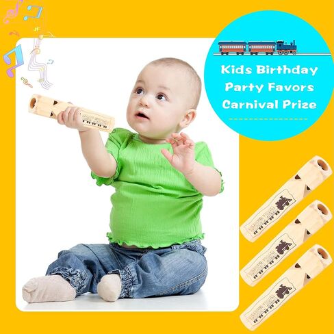 4 Pcs Wooden Train Whistle Solid Wooden Musical Instrument Noise Maker for Kids Birthday Party Classroom Rewards Childhood Music Enlightenment in Kuwait