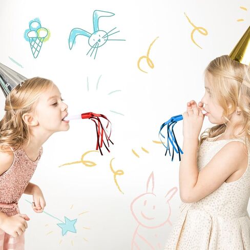 12pcs Glitter Fringed Party Blowers, Colorful Birthday Blow Horns Funny Noise Makers Party Favors Squawker Blowouts for Birthday New Years Graduation in Saudi Arabia