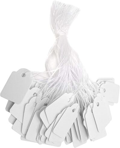 500PCS White Paper Hang Tags Blank Price Labels with String for Jewelry Clothing Retail, 24x15mm in Saudi Arabia