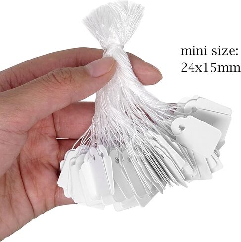 500PCS White Paper Hang Tags Blank Price Labels with String for Jewelry Clothing Retail, 24x15mm in Saudi Arabia