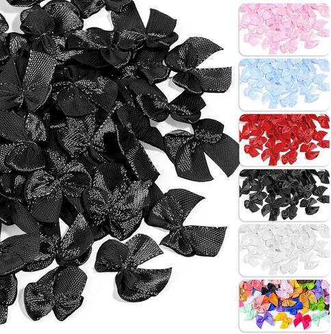 200pcs Mini Ribbon Bows for Crafts, 1" Small Satin Ribbon for Gift Wrapping, Sewing, Party Favors, Christmas Decor, DIY Cheer Pins Cards Hair Clips Tutu (Multicolor) in Saudi Arabia